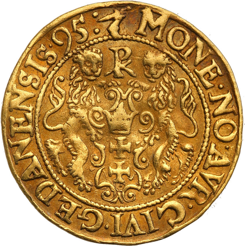 Zygmunt III Waza. Dukat 1595, Gdańsk z tytulaturą króla Szwecji, odmiana PR ex. Potocki collection (R6)